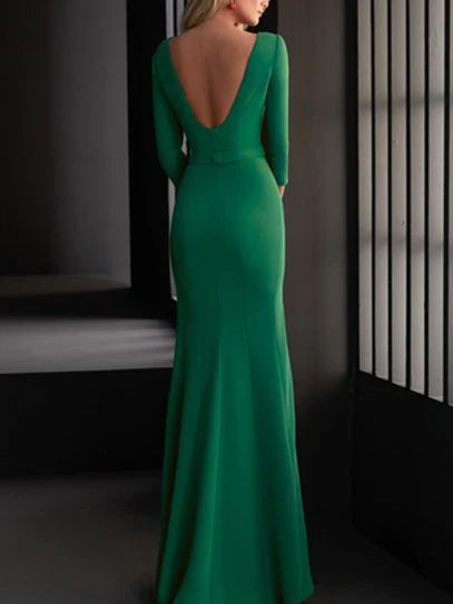 Prom Dress In Store Sheath/Column V-Neck Floor-length Prom Dresses Formal Wear Dresses