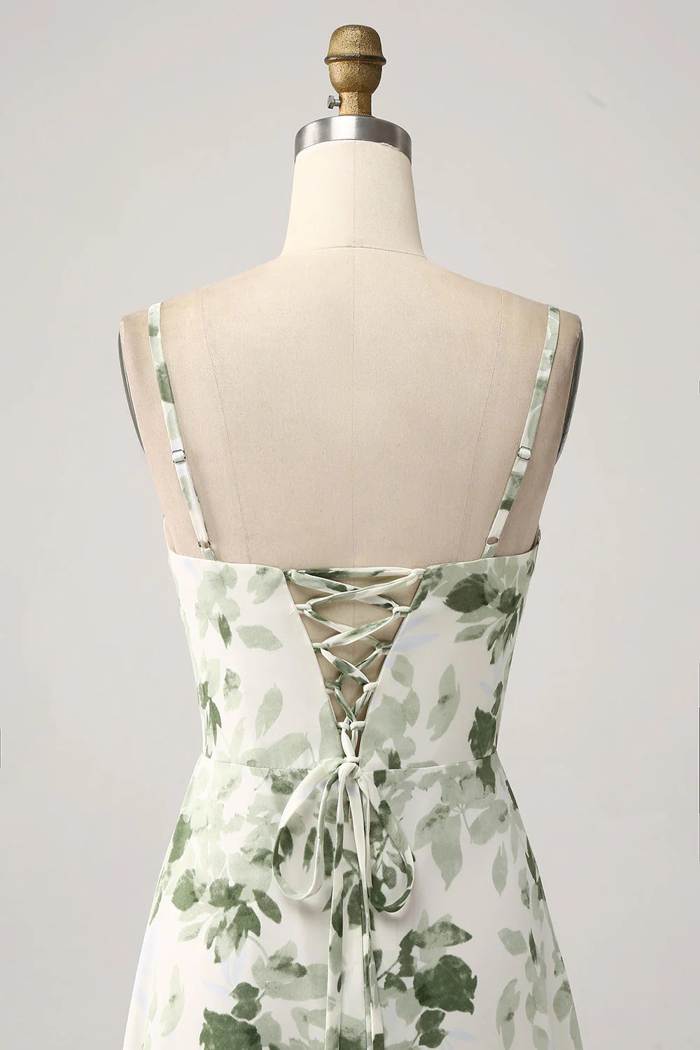 Cowl Neck Floral A Line Prom Dress With Slit