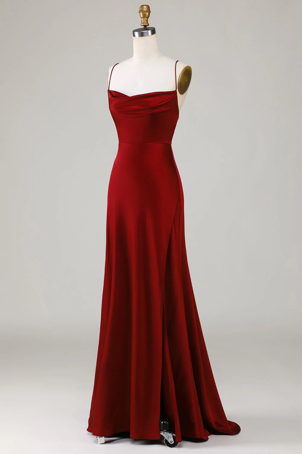 Lace-Up Back Long Bridesmaid Dress With Slit