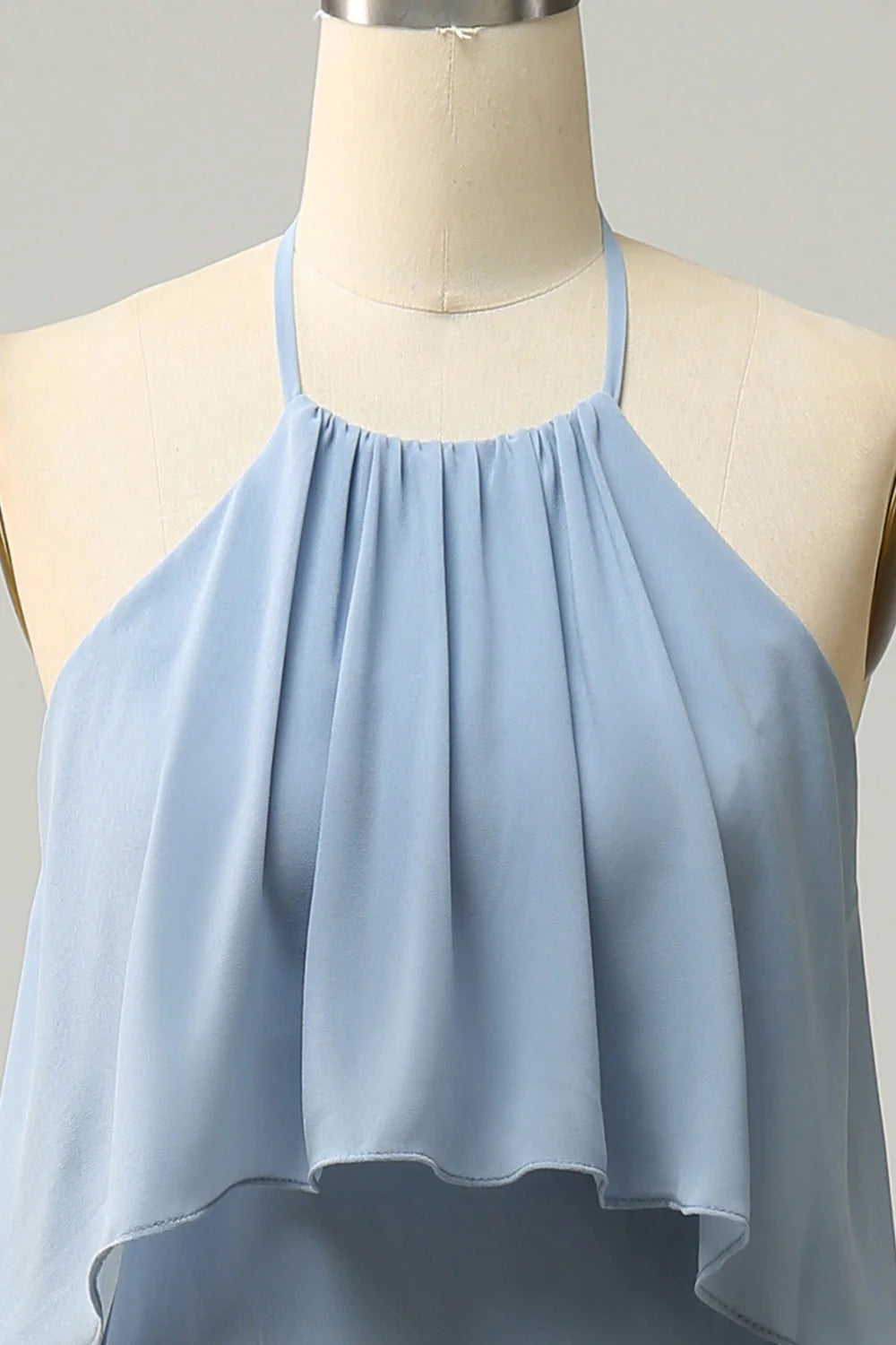 A Line Halter Neck Long Bridesmaid Dress