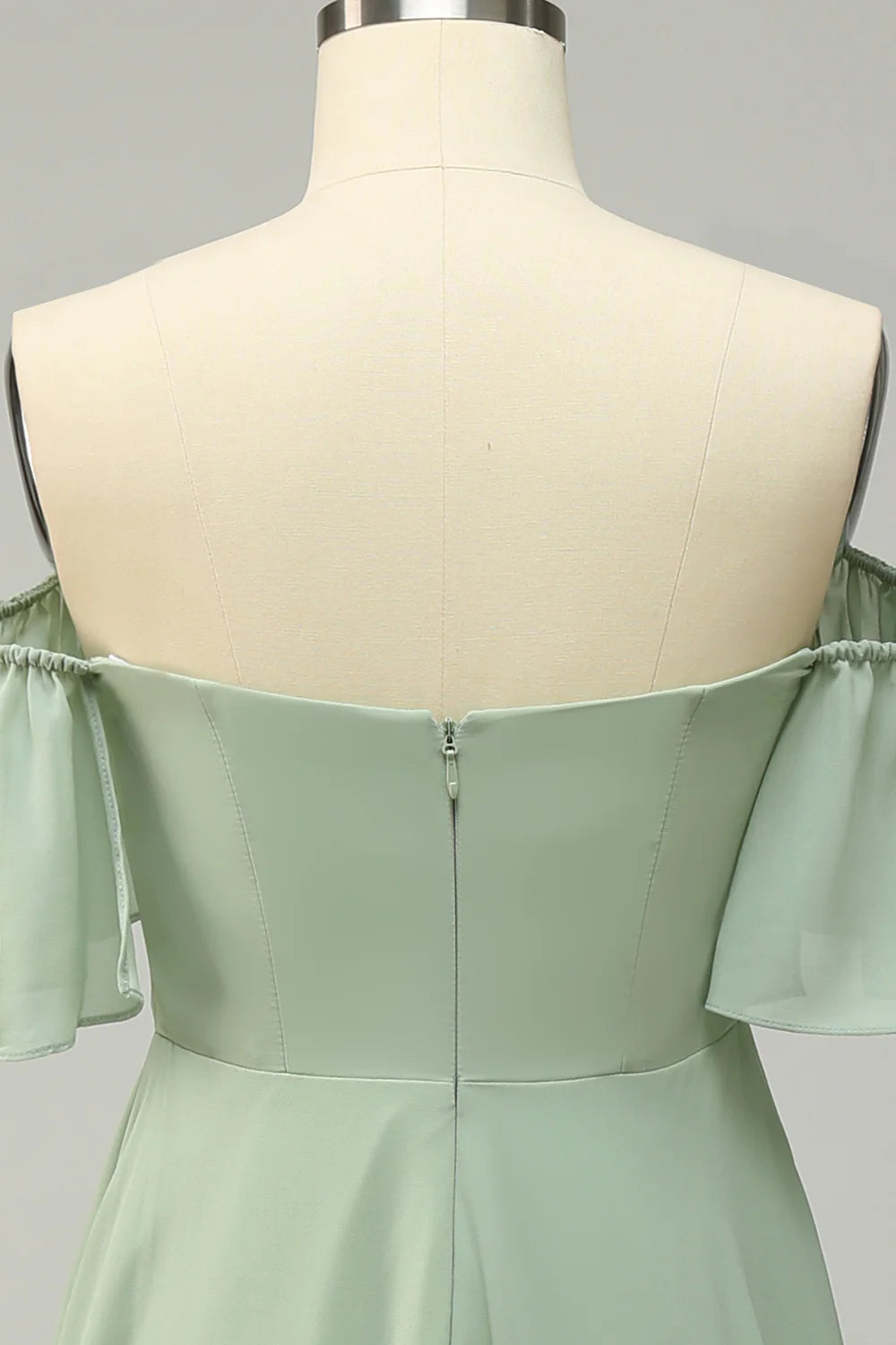 A Line Off The Shoulder Bridesmaid Dress With Ruffles