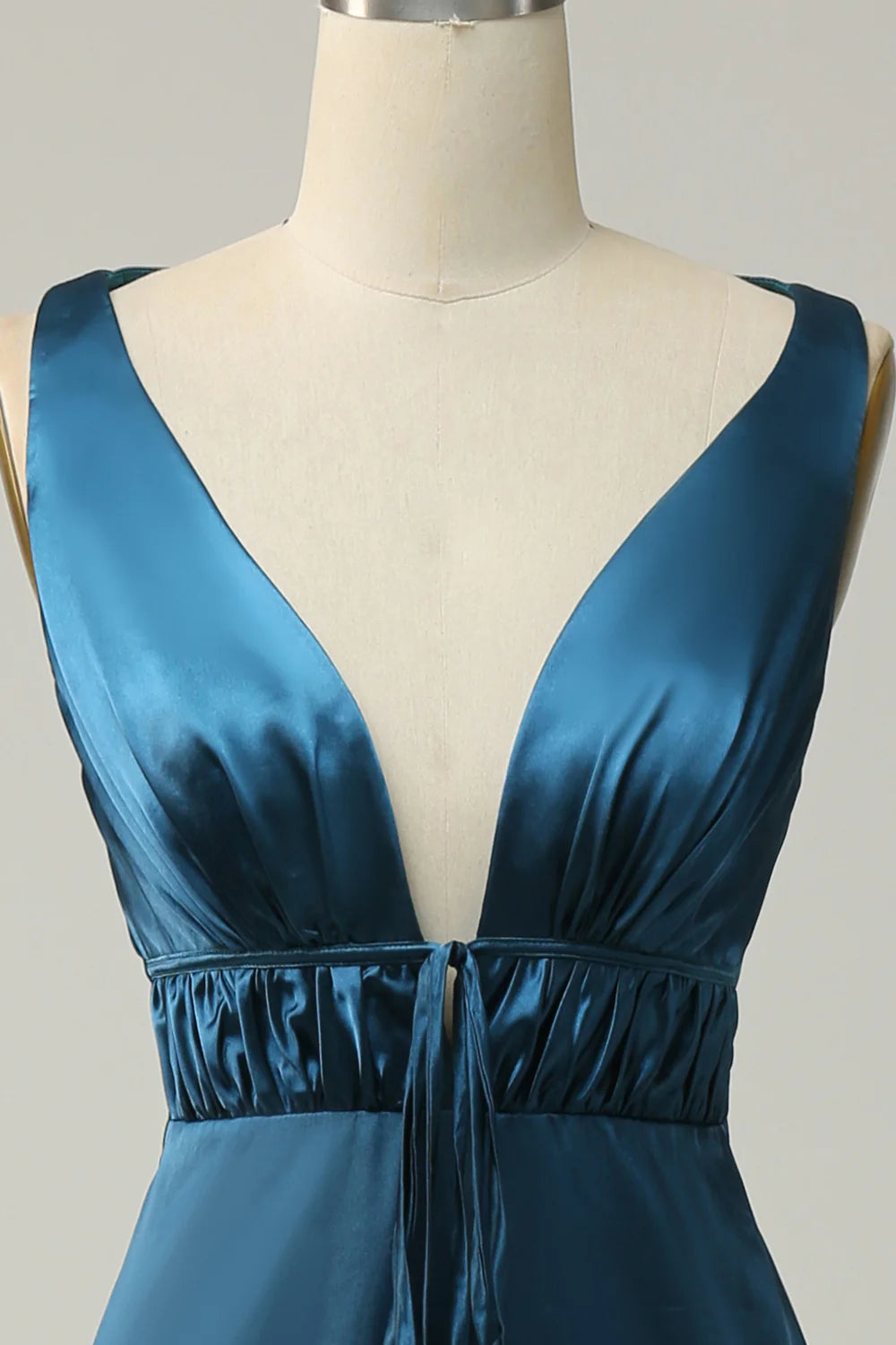 Deep V Neck A-Line Bridesmaid Dress