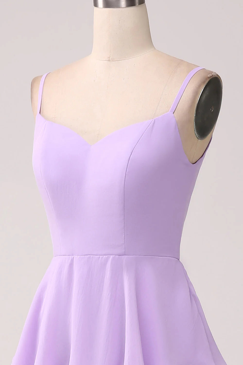 A Line Spaghetti Straps Tiered Chiffon Bridesmaid Dress With Slit