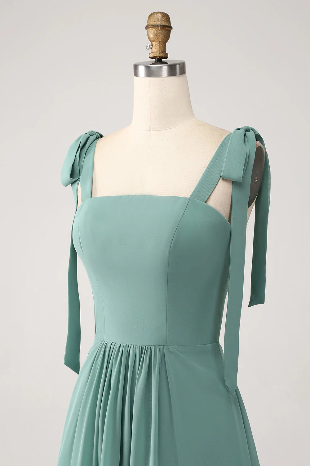 A Line Chiffon Long Bridesmaid Dress With Pleated