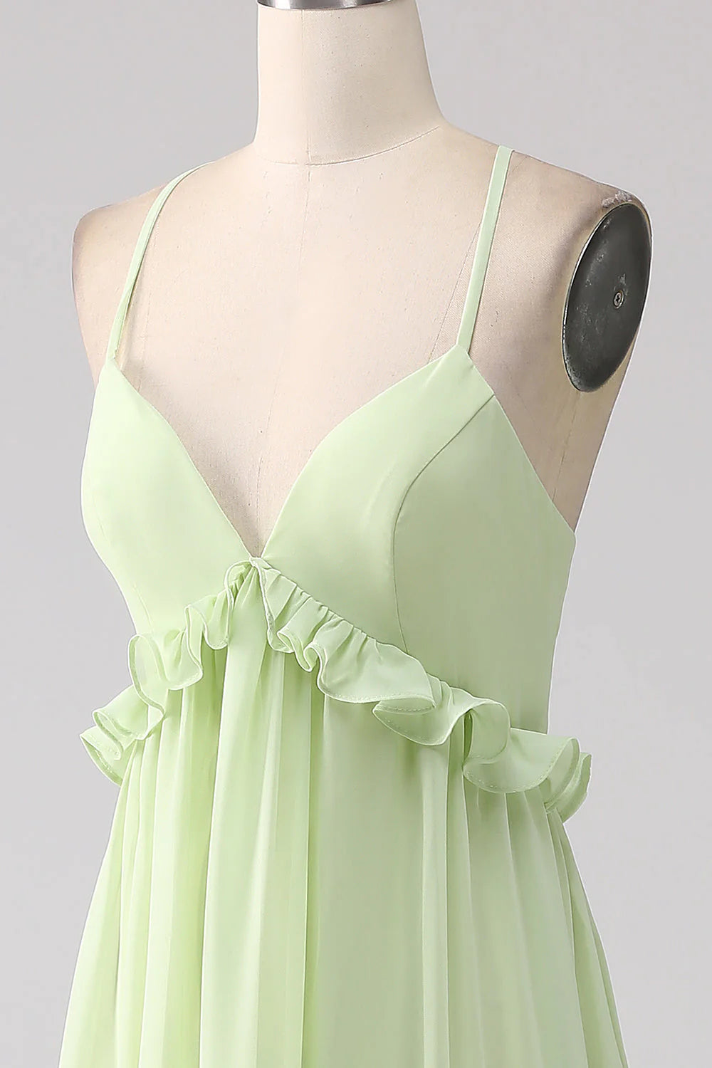 Ruffles A Line Bridesmaid Dress With Lace-Up Back