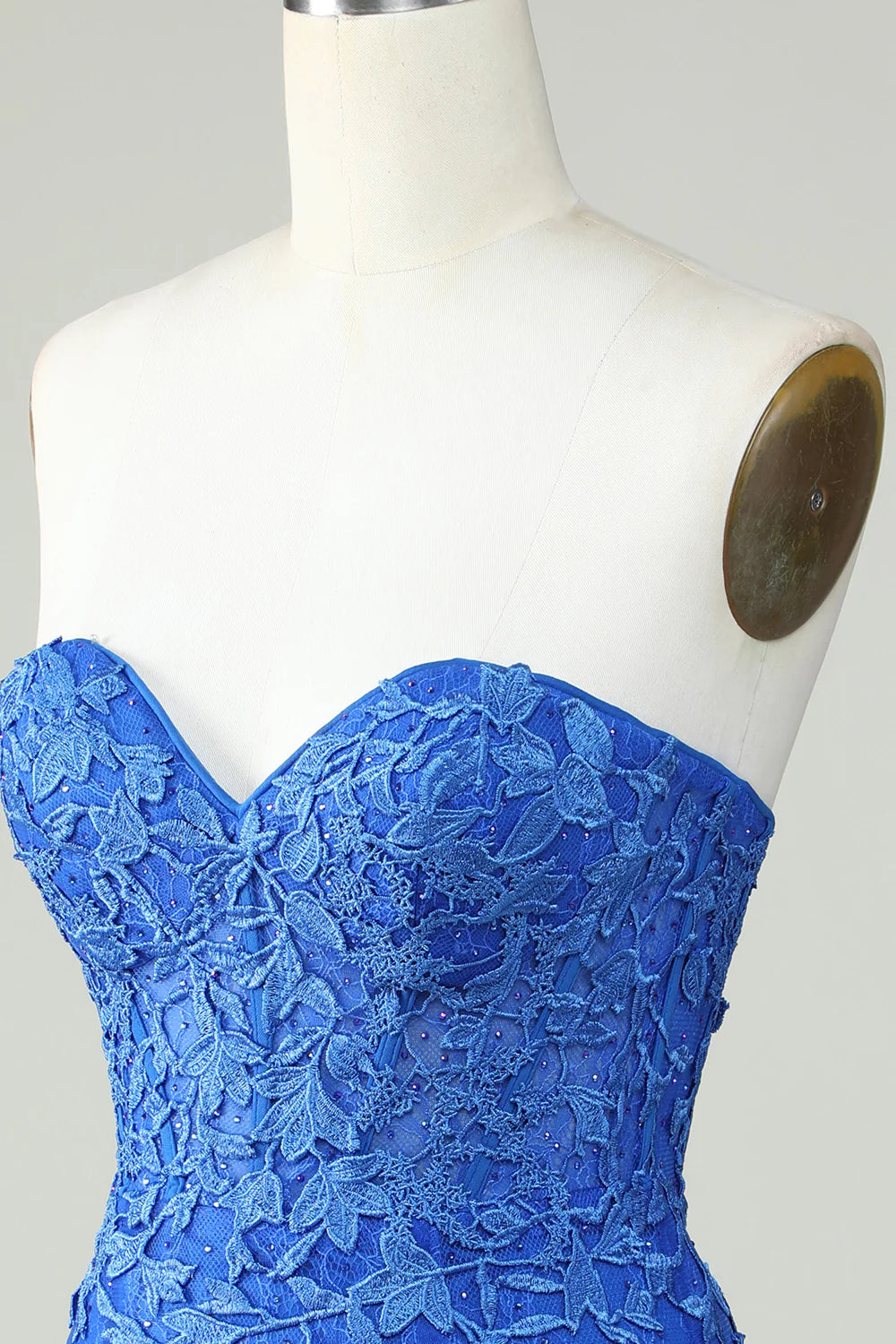 Strapless Tight Royal Blue Homecoming Dress With Appliques