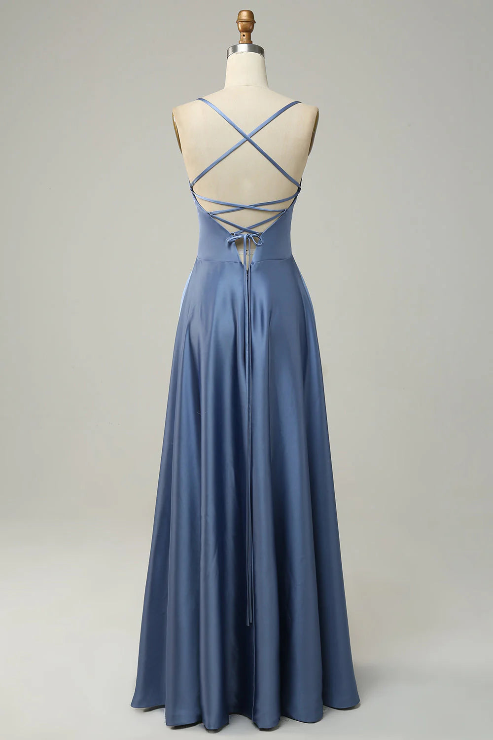 A-Line Open Back Long Bridesmaid Dress