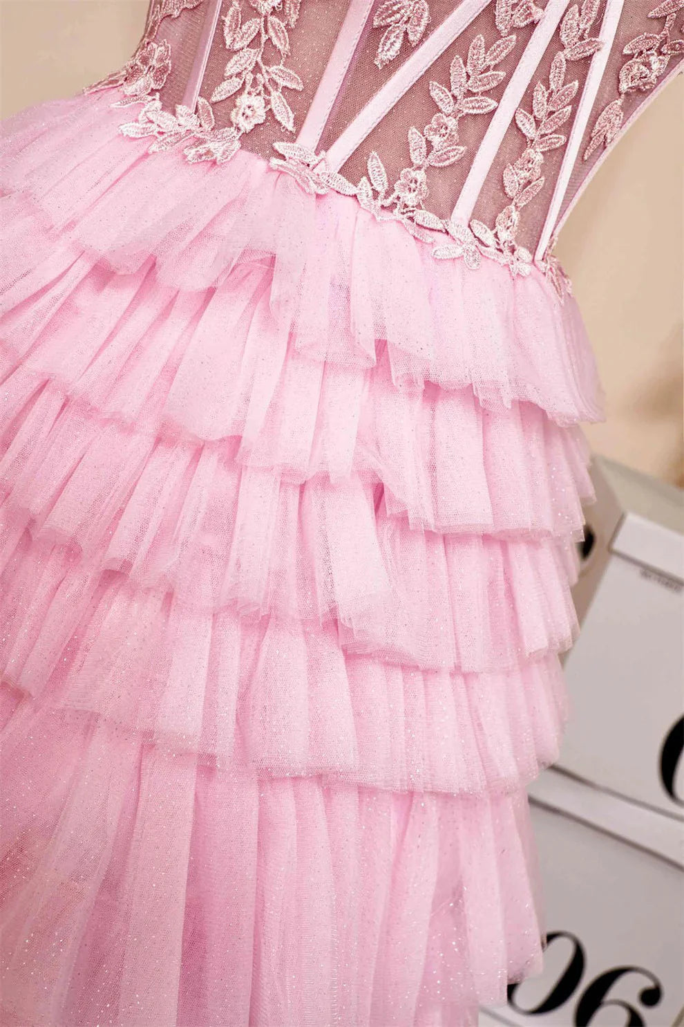 Xuewuba Dress Sweetheart Neck Layered Strapless Pink Homecoming Dress