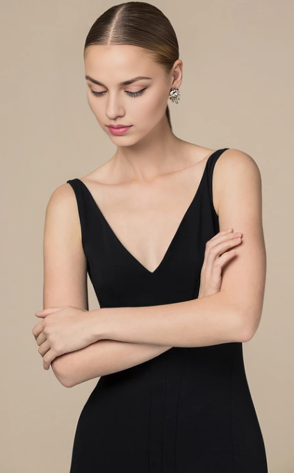 Weitese Dress Modern A Line Satin V-neck Floor-Length Backless Sleeveless Prom Dress Formal Wear Dresses