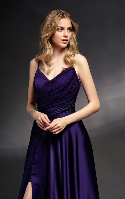 Weitese Dress Spaghetti Straps V-Neck Sleeveless Sheath Dress with Ruched Waist Prom Dress Formal Wear Dresses