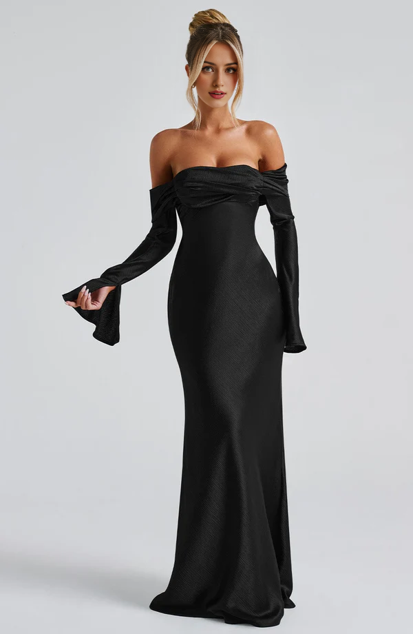Women's Dresses Long Dress Off Shoulder Long Dress Plus Size Elegant Off-Shoulder Long Sleeve Split Dress Prom Dress