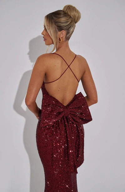 Women's Sexy Backless Sequin Long Dress Halter Corset Birthday Party Prom Wedding Evening Dress
