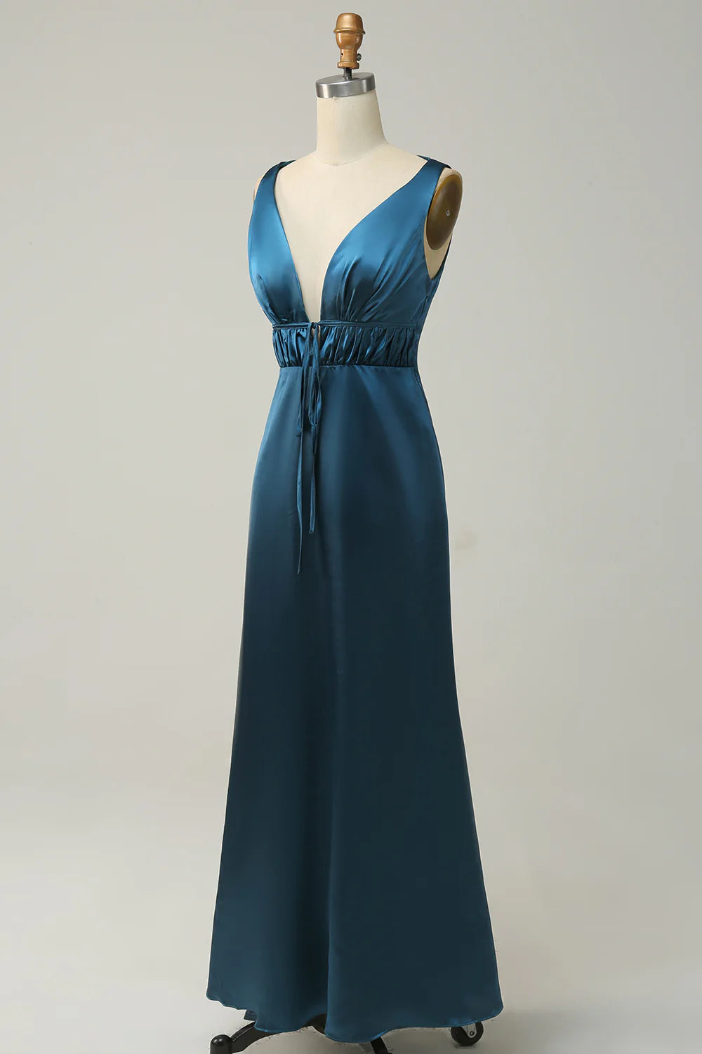 Deep V Neck A-Line Bridesmaid Dress