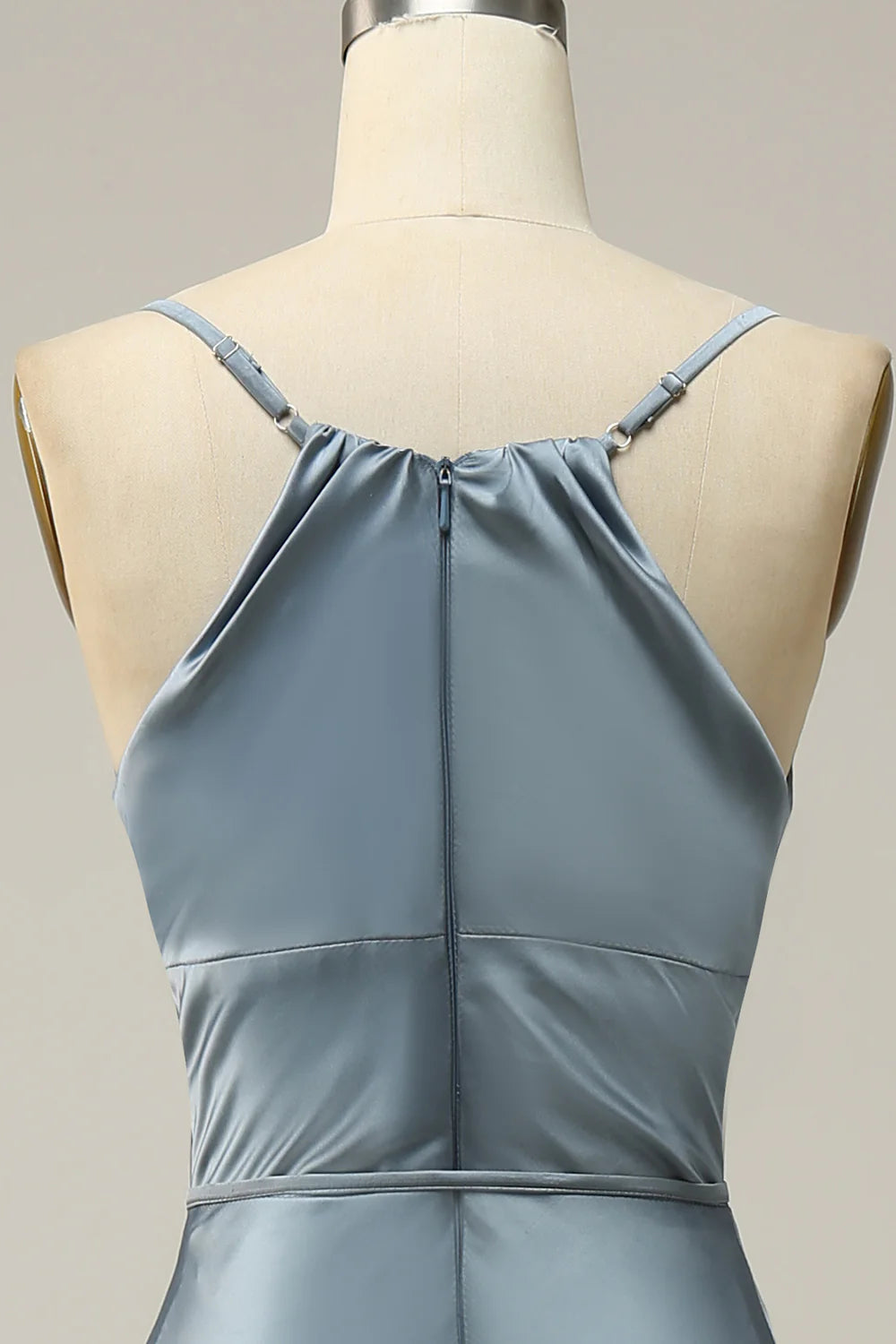 Sheath Spaghetti Straps Satin Bridesmaid Dress