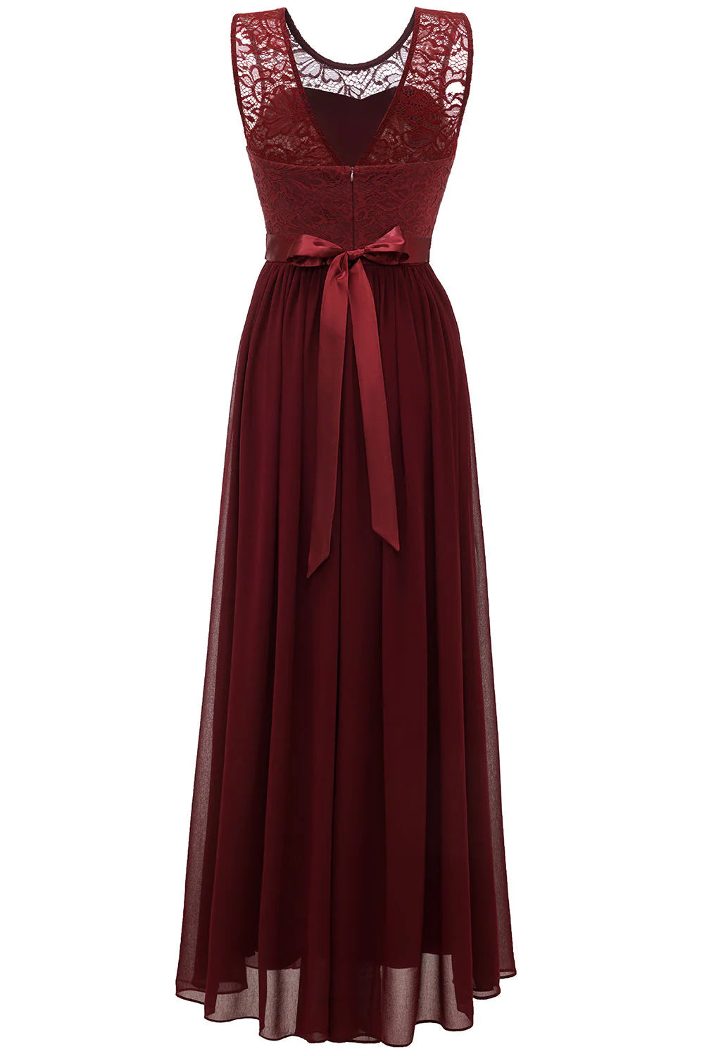 A-Line Round Neck Lace Bridesmaid Dress With Sleevess