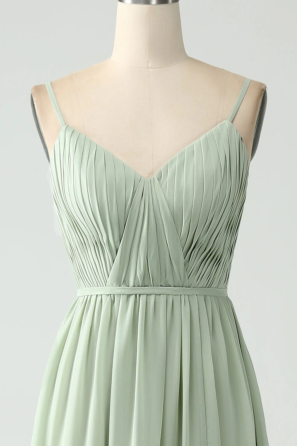 A-Line Chiffon Spaghetti Straps Long Bridesmaid Dress With Slit