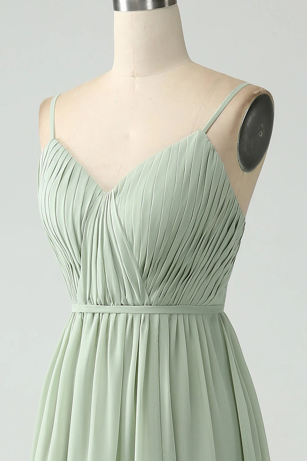 A-Line Chiffon Spaghetti Straps Long Bridesmaid Dress With Slit