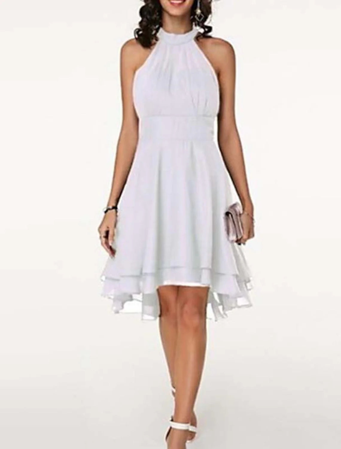 A-Line/Princess Halter Knee-Length Sleeveless Cocktail Party Dresses Chiffon