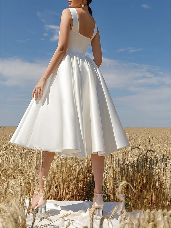A-Line/Princess Scoop Neck Sleeveless Tea-Length Cocktail Dresses