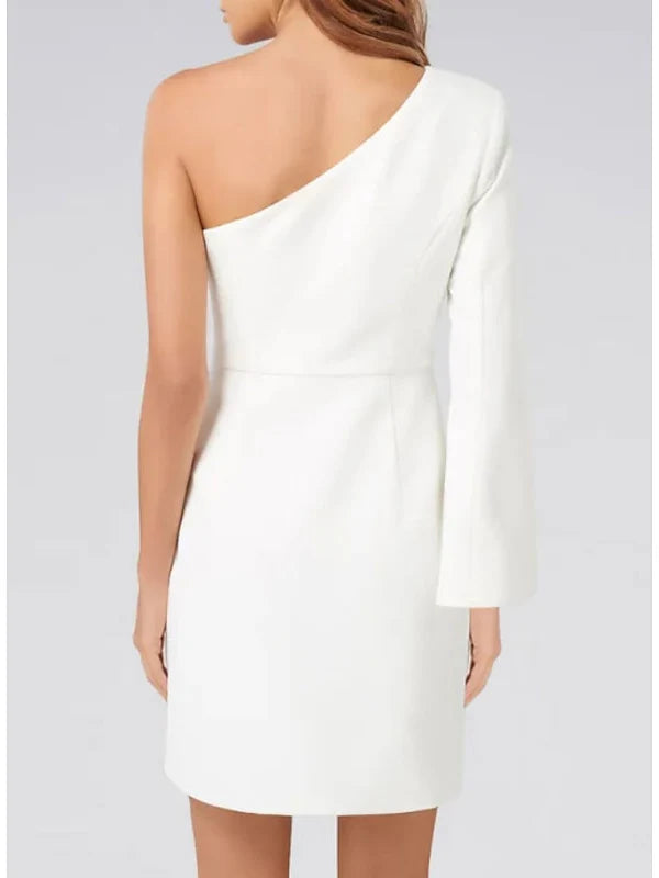 Sheath One Shoulder Long Sleeve Cocktail Dresses