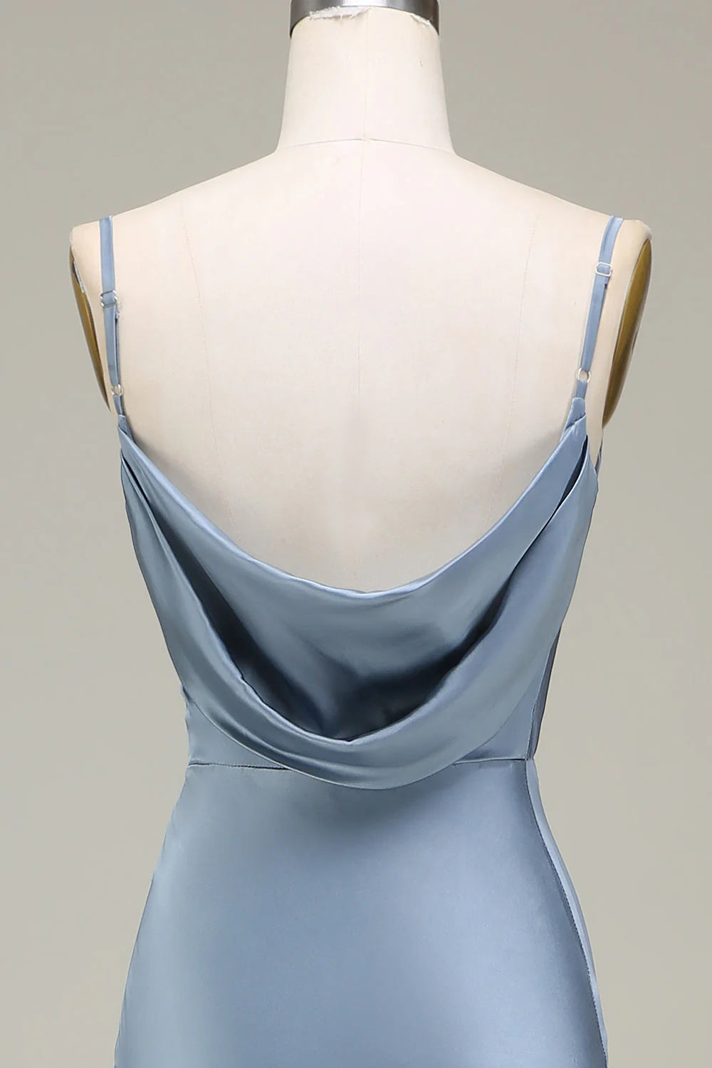 Sheath Spaghetti Straps Satin Long Bridesmaid Dress