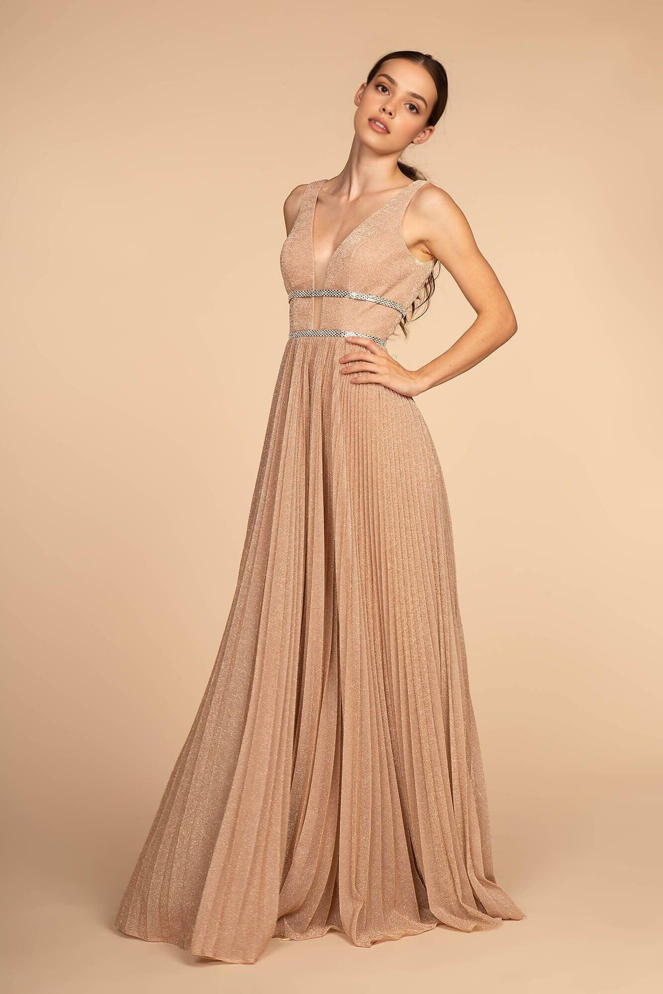 Xuewuba Dress Deep V Neck Evening Formal Dress Zipper Back Sleeveless A-Line/Princess Special Occasion Prom Dress