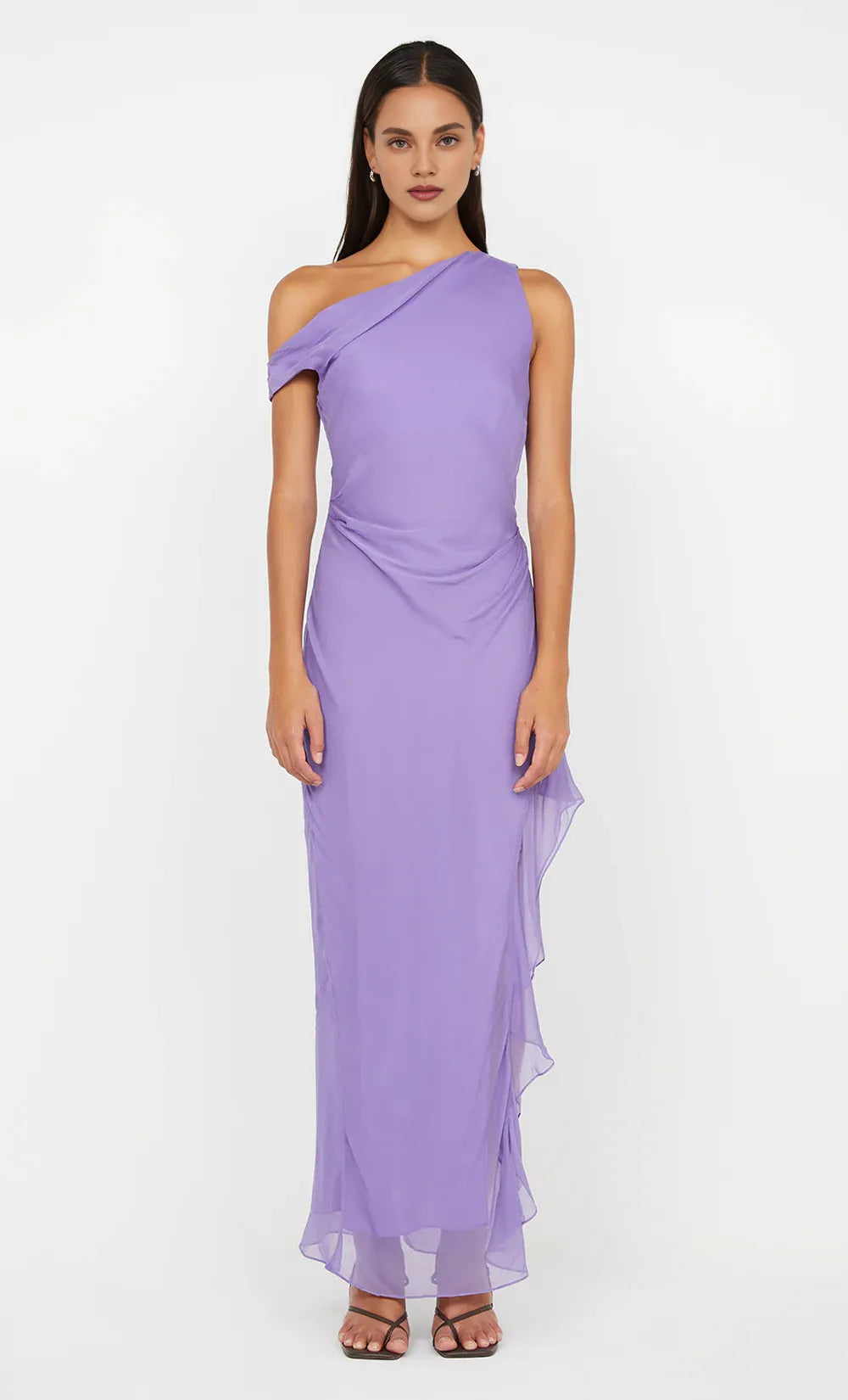 Xuewuba Dress Asymmetrical Neck Sleeveless Evening Dress Grape Prom Dress Sheath Asymmetrical Hem Maxi Dress