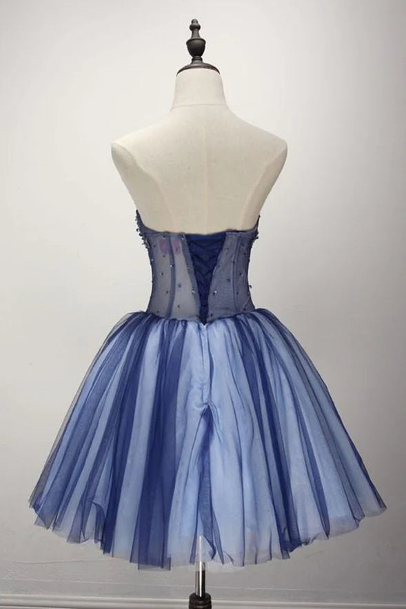 Xuewuba Dress Ball Gown Strapless Short Tulle Homecoming Dress With Beading