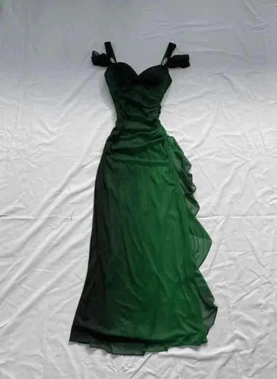 Xuewuba Dress Beautiful A line Straps Ombre Red Long Chiffon Prom Dress