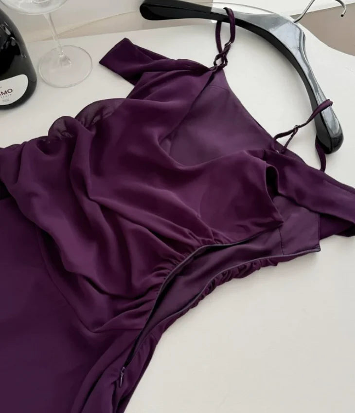 Xuewuba Dress Cute A Line Spaghetti Straps Grape Purple Chiffon Short Homecoming Dress Cocktail Dress