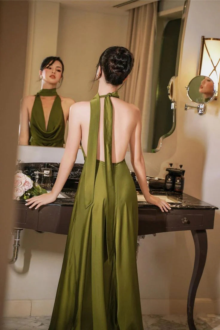 Xuewuba Dress Drop Neck Backless Maxi Dress Wedding Guest Dress Prom Dresses Evening Gowns