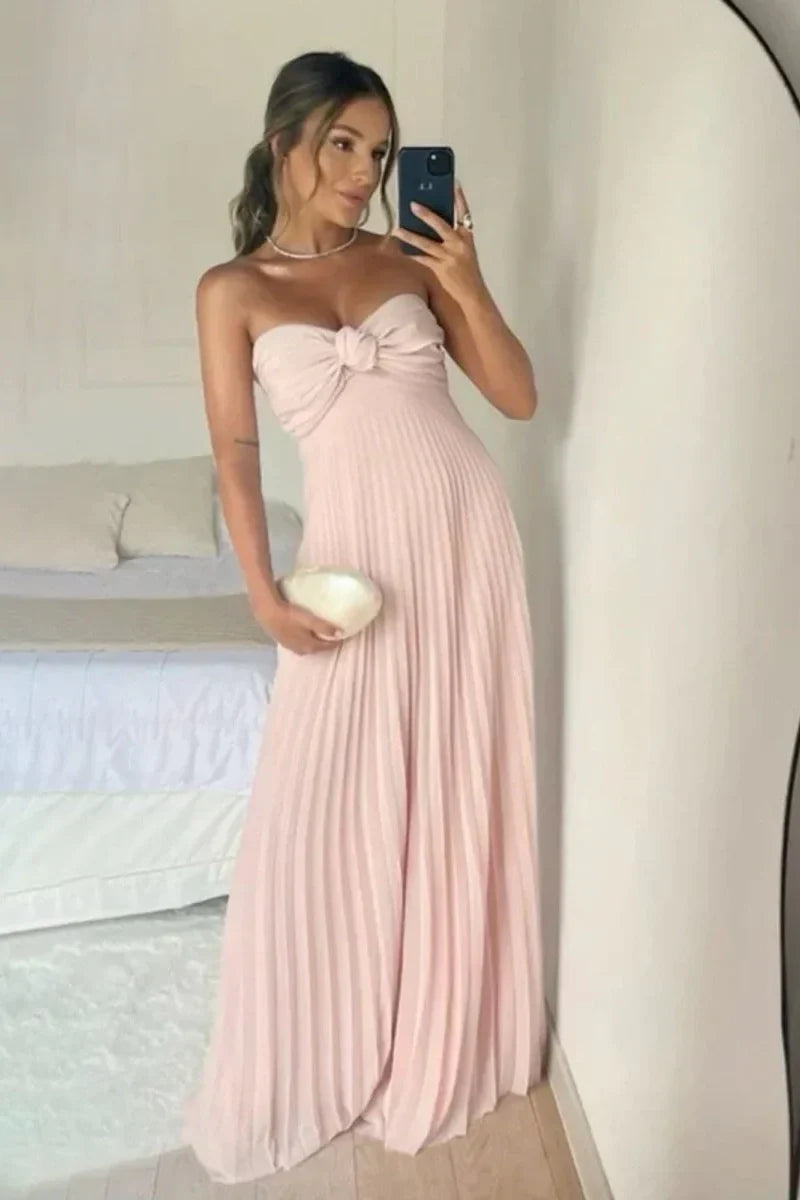 Xuewuba Dress Elegant A Line Sweetheart Pink Long Prom Dress with Ruffles Evening Dress