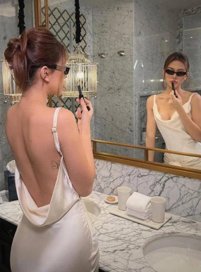 Xuewuba Dress Elegant Mermaid Spaghetti Straps 3D Flower Ivory Satin Long Evening Dress Prom Dress