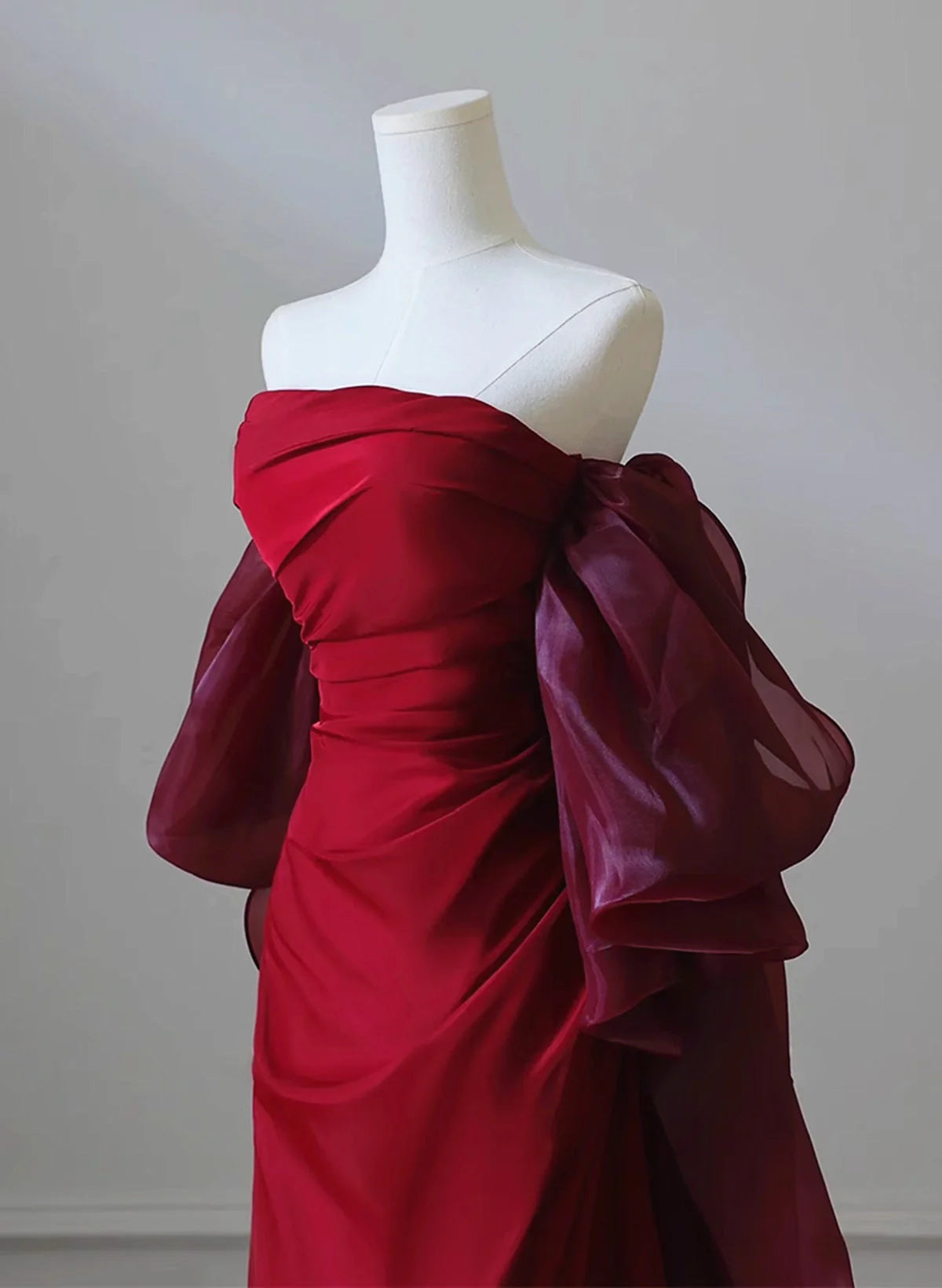 Xuewuba Dress Elegant Wine Red Unique Scoop Long Prom Dress Wine Red Long Floor Length Evening Dress Formal Wear Dresses