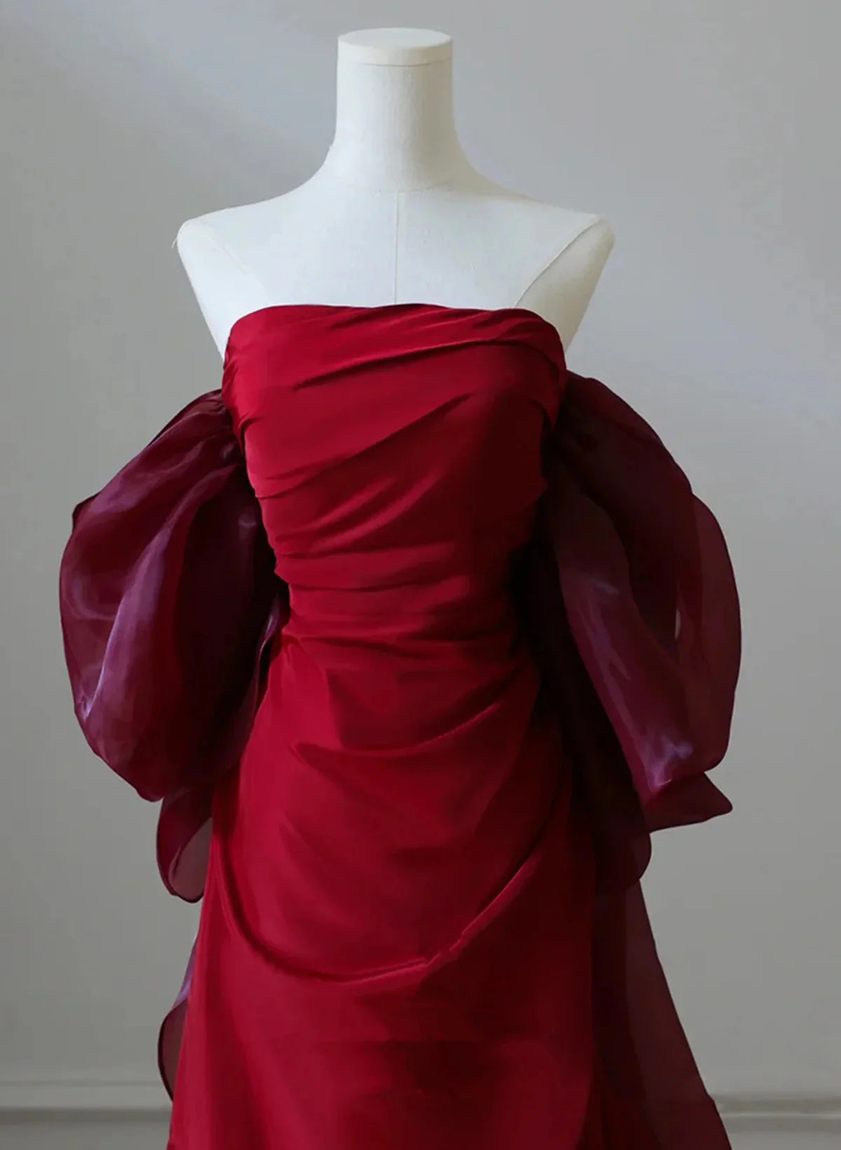 Xuewuba Dress Elegant Wine Red Unique Scoop Long Prom Dress Wine Red Long Floor Length Evening Dress Formal Wear Dresses