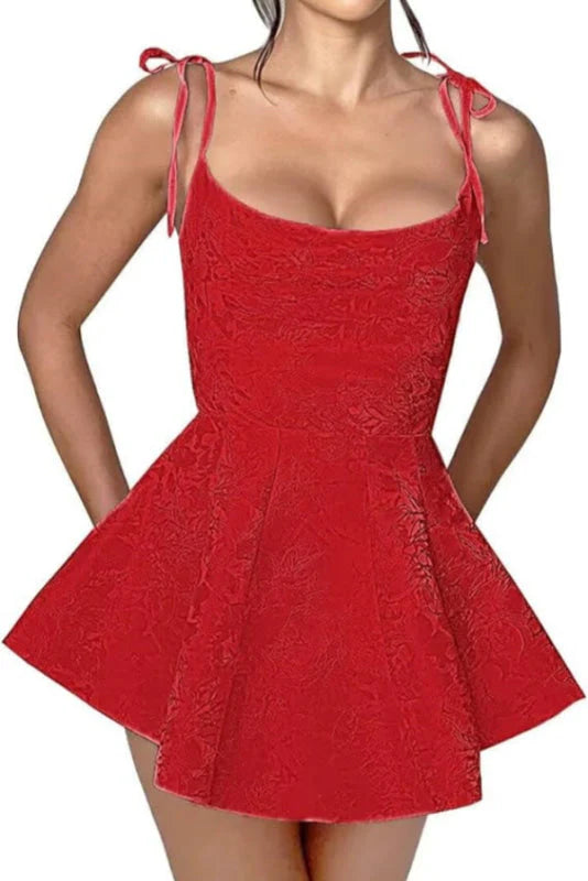Xuewuba Dress Glamorous Spaghetti Straps Satin Mini Party Dress Jacquard Sleeveless Homecoming Dress