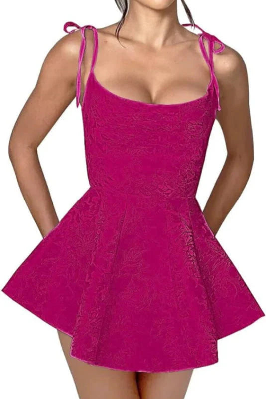 Xuewuba Dress Glamorous Spaghetti Straps Satin Mini Party Dress Jacquard Sleeveless Homecoming Dress