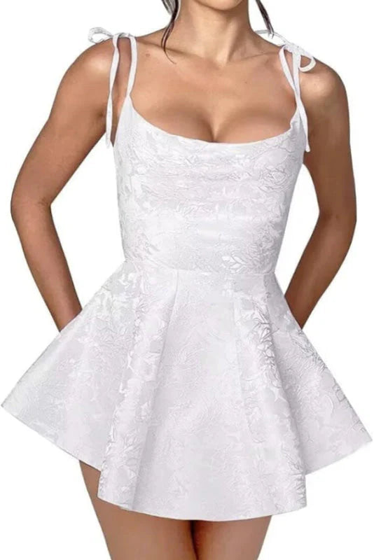 Xuewuba Dress Glamorous Spaghetti Straps Satin Mini Party Dress Jacquard Sleeveless Homecoming Dress