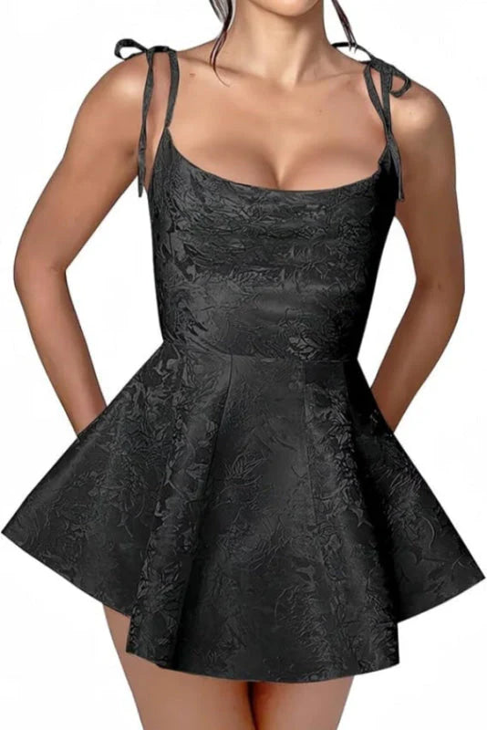 Xuewuba Dress Glamorous Spaghetti Straps Satin Mini Party Dress Jacquard Sleeveless Homecoming Dress