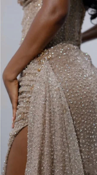 Xuewuba Dress Gorgeous Mermaid Sexy Floor Length Sequin Slit Evening Dress Prom Dresses