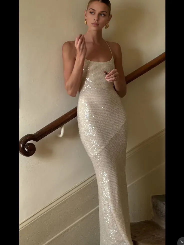 Xuewuba Dress Gorgeous Mermaid Spaghetti Straps Floor-length Sequin Evening Dress Prom Dresses
