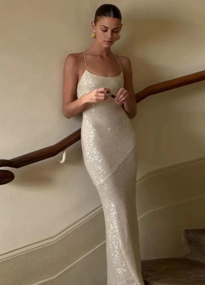 Xuewuba Dress Gorgeous Mermaid Spaghetti Straps Floor-length Sequin Evening Dress Prom Dresses
