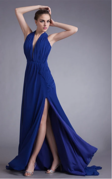 Xuewuba Dress Gossamery Backless Halter Sleeveless Chiffon Special Occasion Dresses Prom Dress Formal Wear Dresses