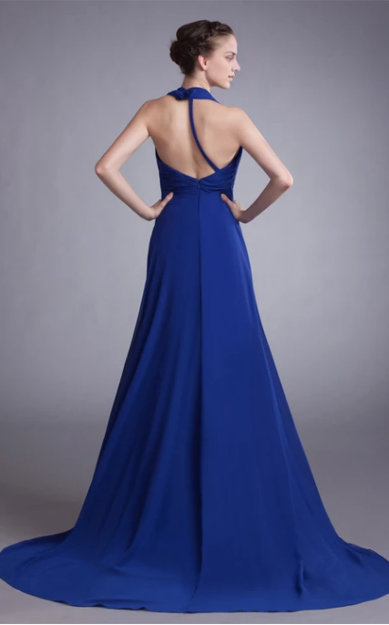 Xuewuba Dress Gossamery Backless Halter Sleeveless Chiffon Special Occasion Dresses Prom Dress Formal Wear Dresses