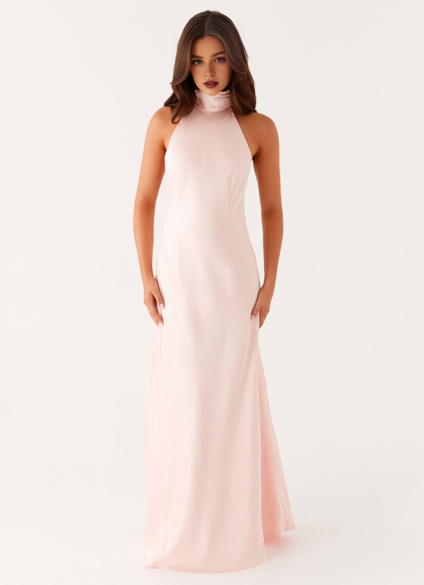 Xuewuba Dress Off the Shoulder Maxi Dress Sleeveless Pink Chic Backless Prom Dress With Bowknot