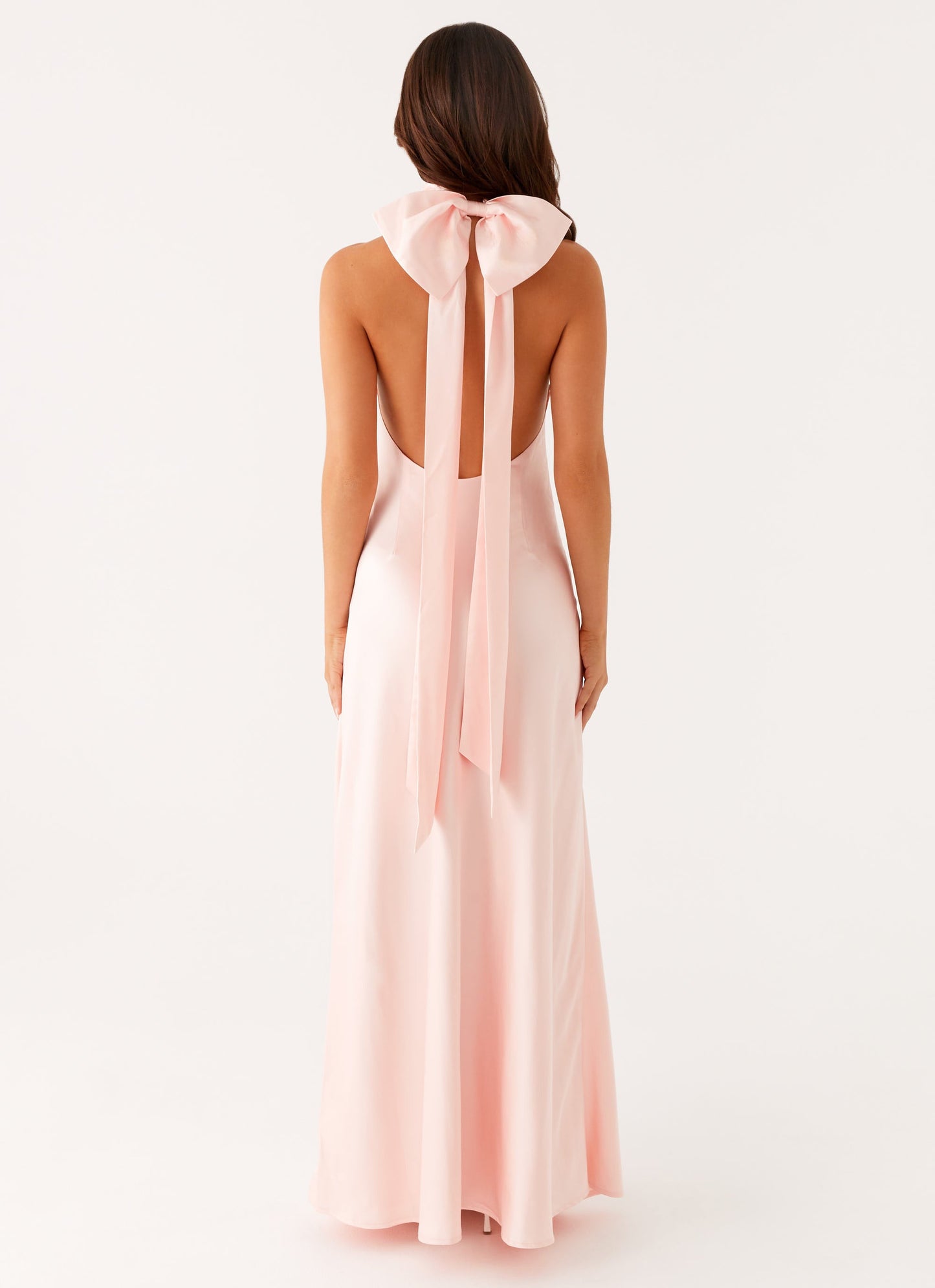 Xuewuba Dress Off the Shoulder Maxi Dress Sleeveless Pink Chic Backless Prom Dress With Bowknot