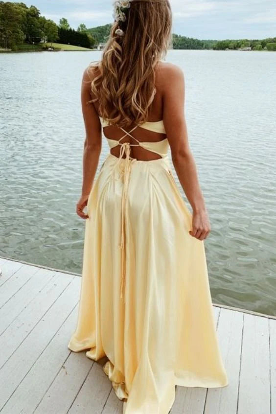 Xuewuba Dress Popular Yellow Evening Dresses Long Prom Dresses Cross Back Prom Dress