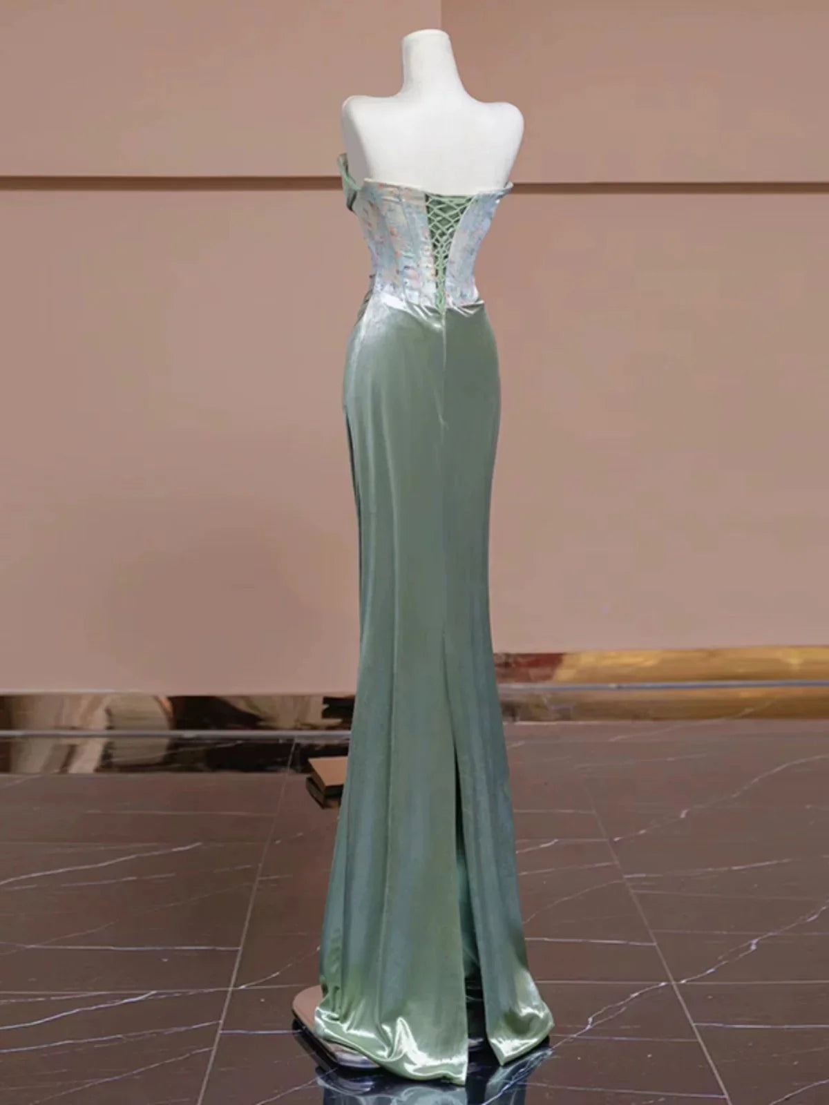 Xuewuba Dress Pretty Strapless Mermaid Sweetheart Satin Long Prom Dress Evening Dress Formal Dress