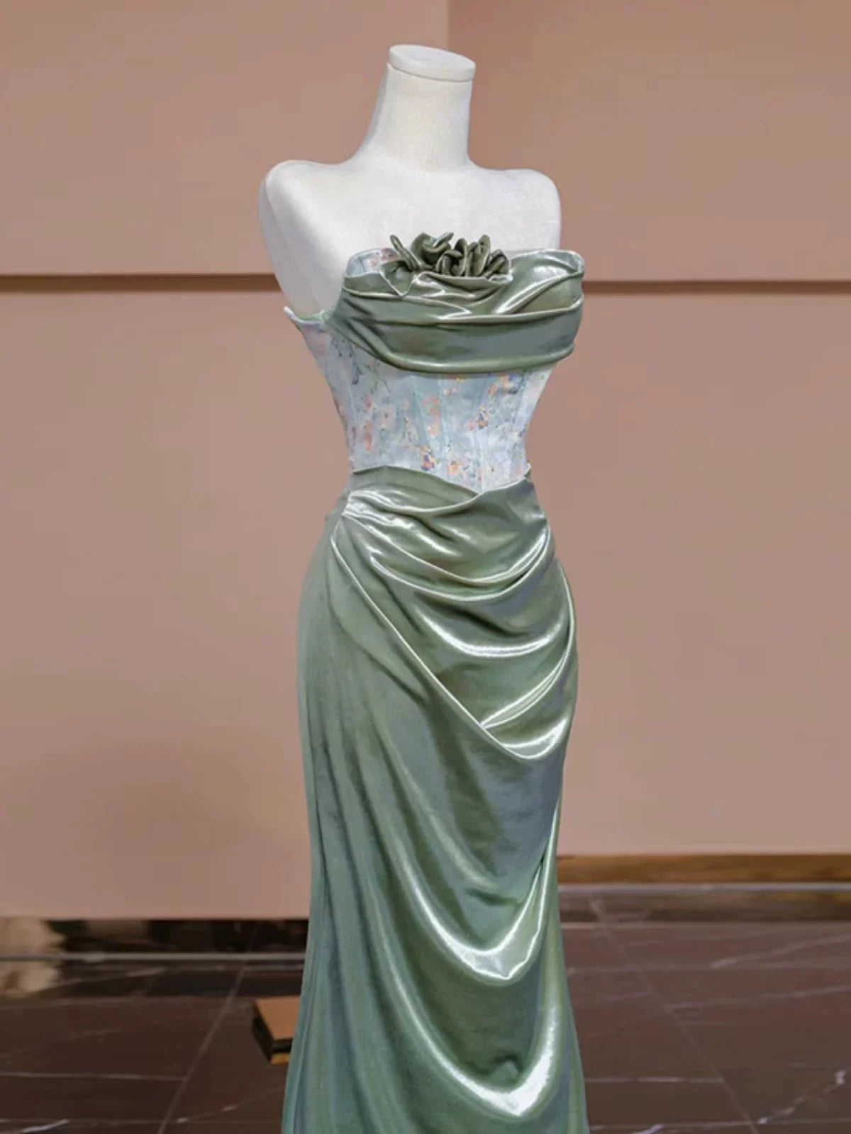 Xuewuba Dress Pretty Strapless Mermaid Sweetheart Satin Long Prom Dress Evening Dress Formal Dress
