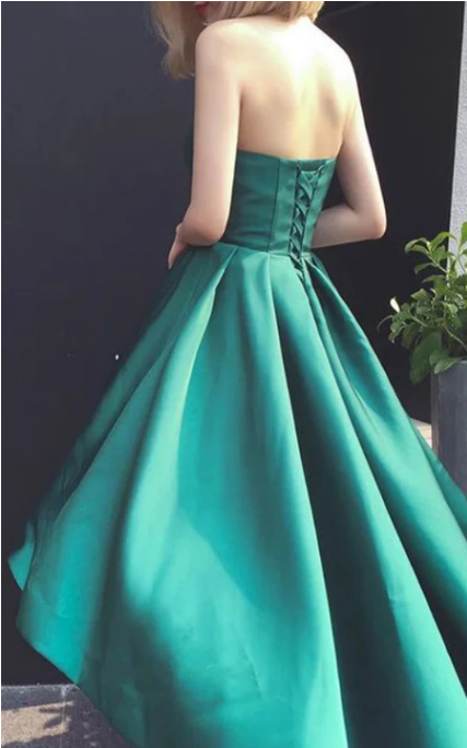 Xuewuba Dress Satin High-Low A Line Sleeveless Adorable Evening Dress with Pleats Prom Dress Formal Wear Dresses